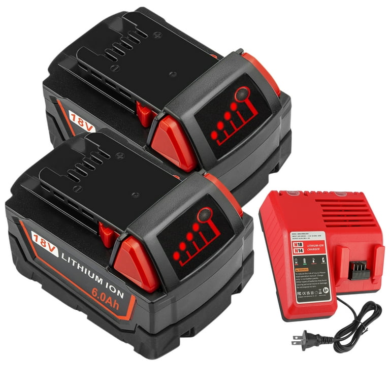 Milwaukee 18V 6000mAh Li ion Replacement Battery and Charger 2 Packs M 18 Compatible Walmart