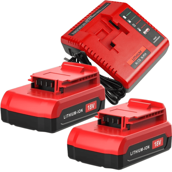 2Packs 18V Lithium Battery and PCXMVC Charger for Porter Cable 18V Battery,Cell9102 Replacement Porter Cable PC18BL PC18BLEX PC18B PC18B-2 18-Volt Cordless Tools Batteries