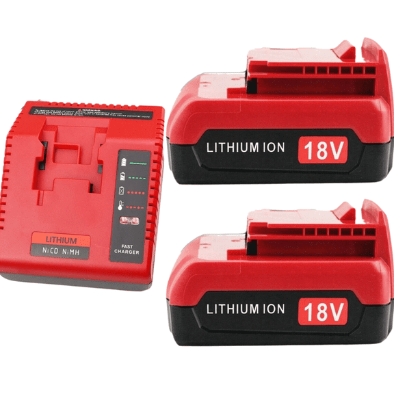 2Packs 18V Lithium Battery and PCXMVC Charger for Porter Cable 18V Battery,Cell9102 Replacement Porter Cable PC18BL PC18BLEX PC18B PC18B-2 18-Volt Cordless Tools Batteries