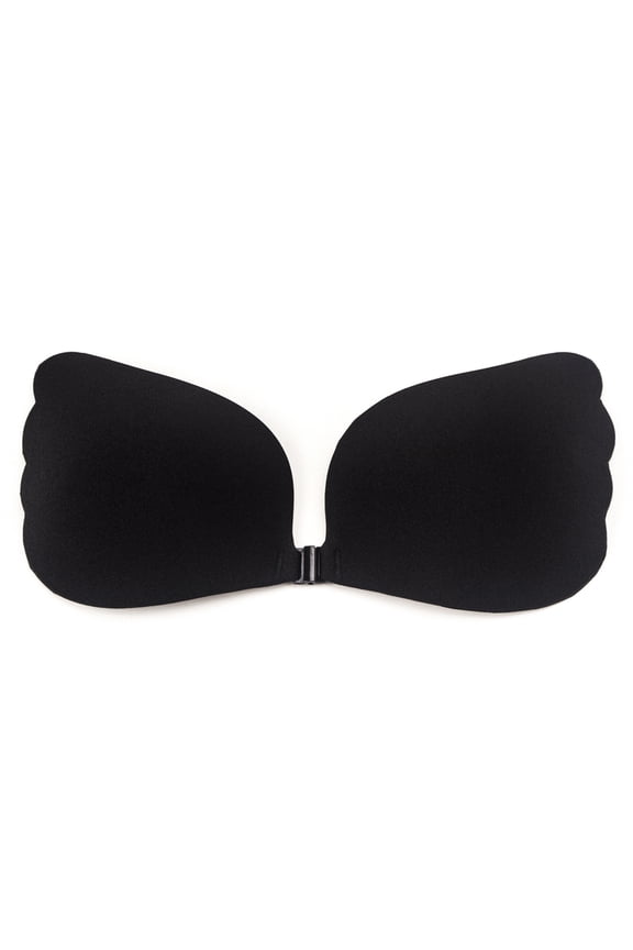 2Packs 3/4 Cup Self Adhesive Black Nude Bra Strapless Front Closure for Wedding Ball Gowns Swinming Costumes