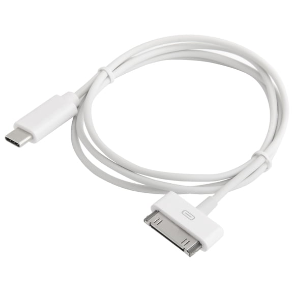 2Packs 30-Pin to USB C Adapter Cable for iPhone 4S/4/3G/3/1, iPad 3/2/1, iPod 3 3ft Male to Male, White (Next-Generation Data/Charging Cable from USB-C to Dock Connector)