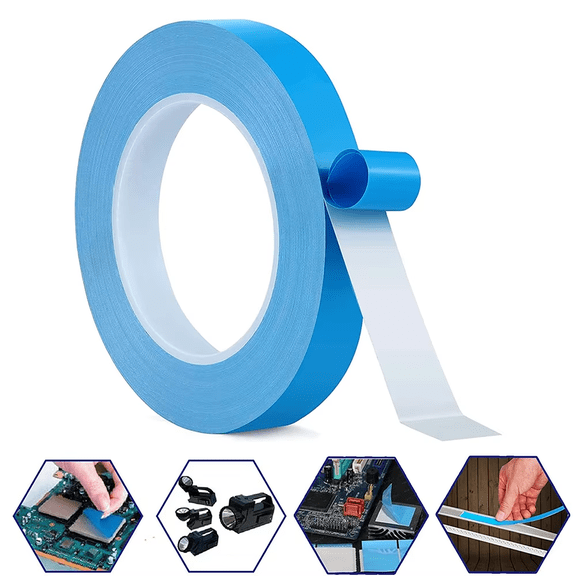 2Packs 33ft x 0.4in x 0.006in (10M x 10mm x 0.15mm) Double Side Thermal Conductive Tape High Performance Heat Resistant Fiberglass Adhesive for Electronics & DIY