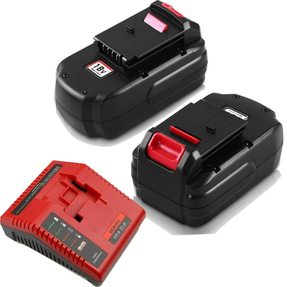 2Packs 4500mAh Replacement Battery and Charger for Porter Cable 18V Battery PC18B PCC489N PC18BLEX Compatible with 18V PCMVC PCXMVC Original Charger