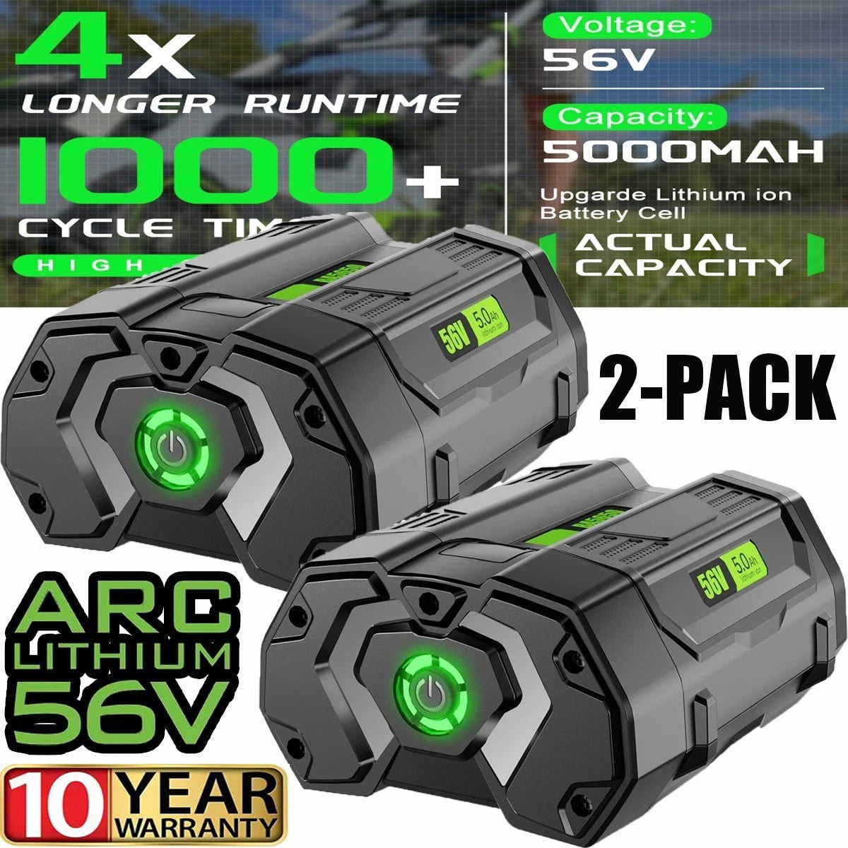 2Packs 56V 5.0Ah Replacement for EGO Battery BA2800T BA2800 BA4200 BA1400 Compatible with Ego 56V Battery Power+ Cordless Tools