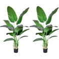 2Packs 5FT Artificial Bird of Paradise Plant,Faux Palm Tree Potted