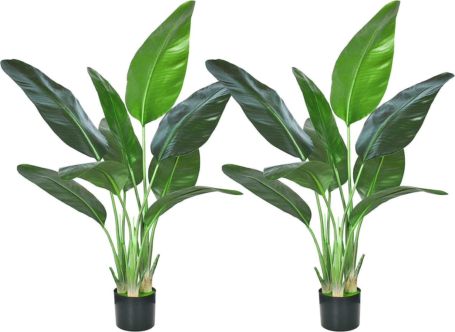 2Packs 5FT Artificial Bird of Paradise Plant,Faux Palm Tree Potted