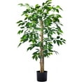 2Packs 6FT Artificial Ficus Trees with Realistic Leaves and Natural