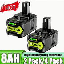 2Packs 8.0Ah for Ryobi 18V P108 One   Plus High Capacity Battery Lithium-Ion P109 New