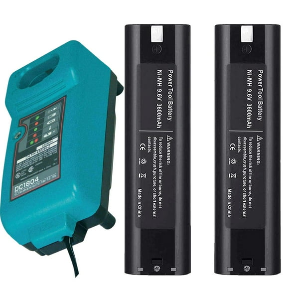 2Packs 9.6V 3600mAh Ni-MH Battery Replacement for Makita 9000 9001 9002 9033 9600 96003 193890-9 192696-2 632007-4 and FP1804F Battery Charger
