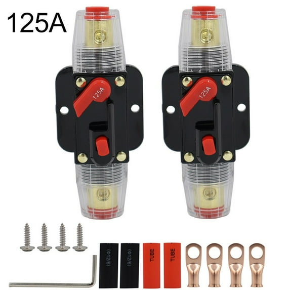 2Packs Auto Inline Fuse Breaker with Wire Lugs and Heat Shrink Tube 12V-24V DC