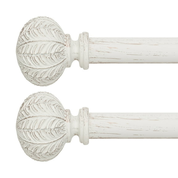 2Packs Curtain Rod 1inch Diameter Adjustable Window 2Packs Curtain Rods with ball finials, 3piece brackets, hardware kits. White 48-120 inches.