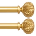 thumbnail image 1 of 2Packs Curtain Rod 1inch Diameter Adjustable Window Drapery Rods with ball finials, 3piece brackets, hardware kits. Gold 28-48 inches., 1 of 6