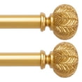thumbnail image 1 of 2Packs Curtain Rod 1inch Diameter Adjustable Window Drapery Rods with ball finials, 3piece brackets, hardware kits. Gold 36-72 inches., 1 of 6
