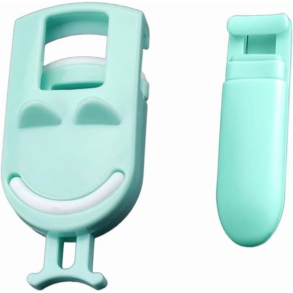 2Packs Eyelash Curlers, Mini Lash Curler with Bonus Replacement Lash Pad, Eyelash Curler Kit Portable Travel Eyelash Curler for Partial and Entire Eye Makeup (Smile Cyan)