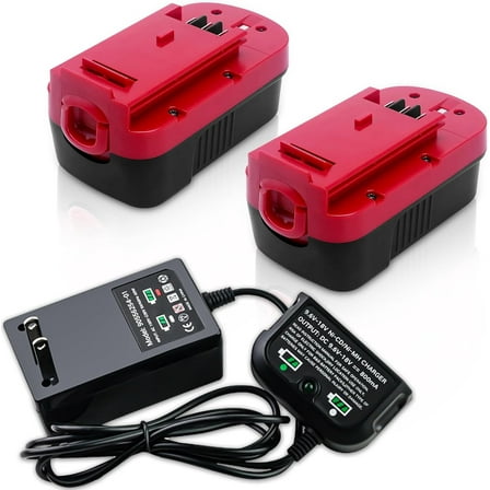 2Packs HPB18 4.5Ah 18Volt Replacement for Black and Decker 18V Battery and 90556254-01 Charger