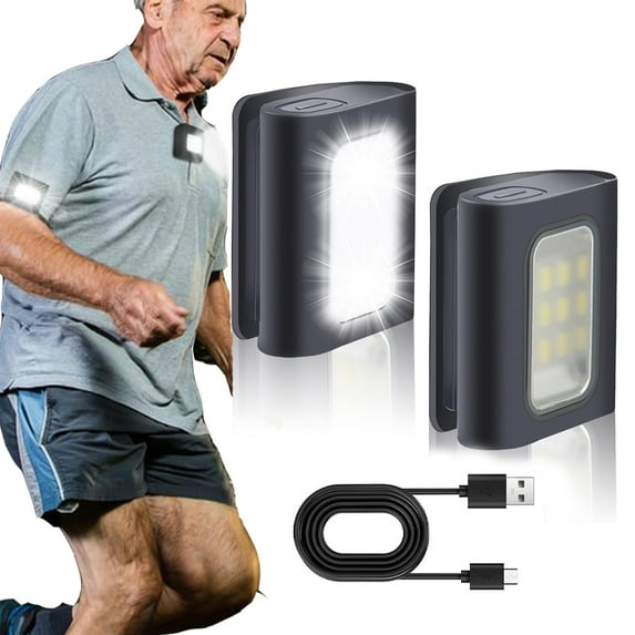 2Packs Hands-free Magnetic Clip On Flashlight, Super Bright 700ft Visibility USB-C Rechargeable Waterproof Lights- for Dog Walking Night Running Work Camping Outdoor Light Birthday Christmas Gifts
