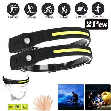 2Packs Headlamp COB LED Rechargeable LED Headlamps 1200Lumens 2 COB 230°Wide Beam Headlight with Motion Sensor Waterproof Head Light Flashlight for Outdoor Hiking Running Fishing Camping