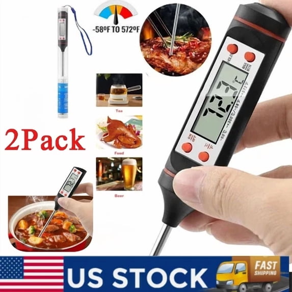 2Packs Instant Read Digital Meat Thermometer Bbq Grill Smoker For Food Cooking