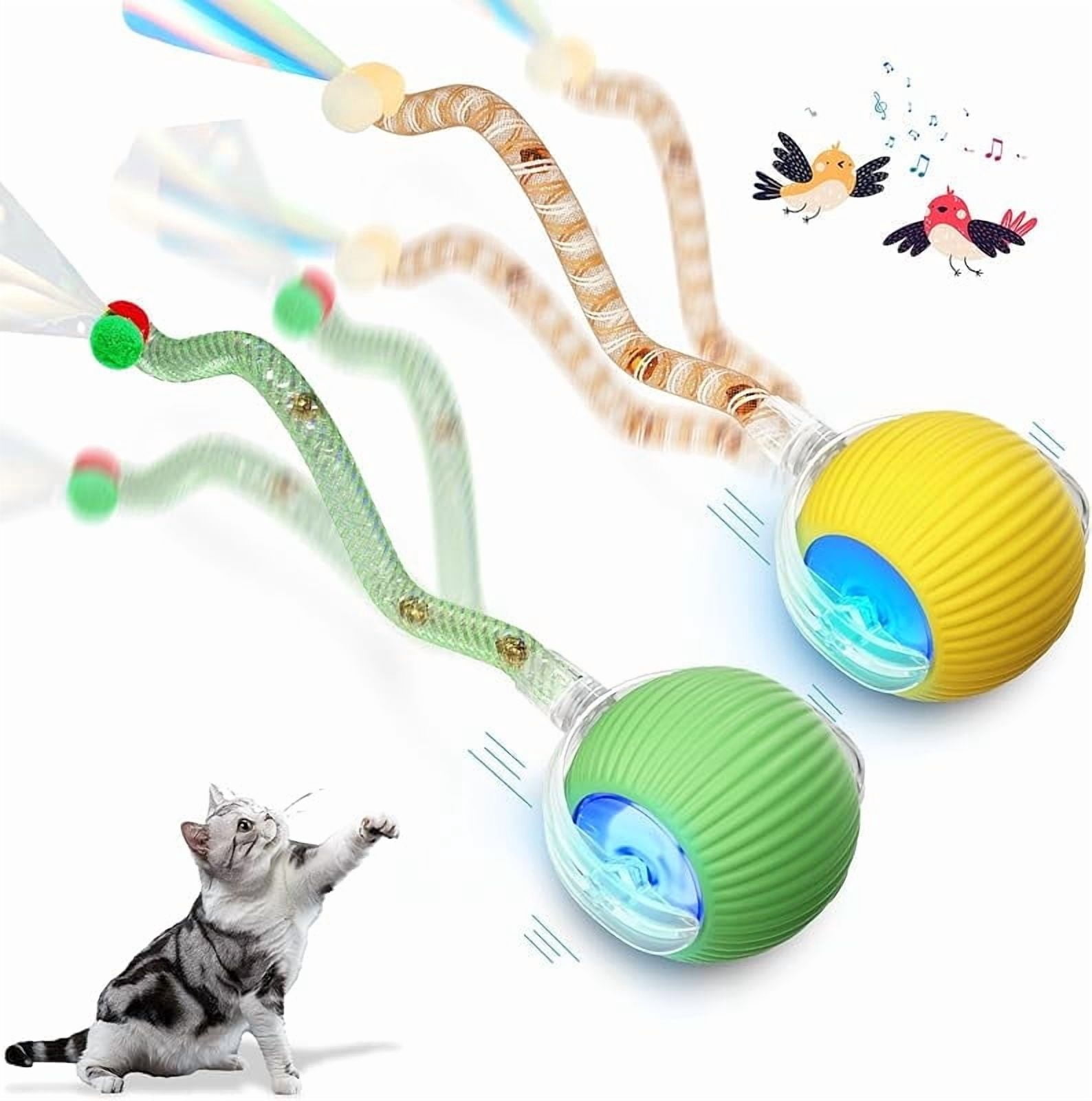 2-Piece Interactive Cat Toys with Elastic Mesh Tail, Automatic ...