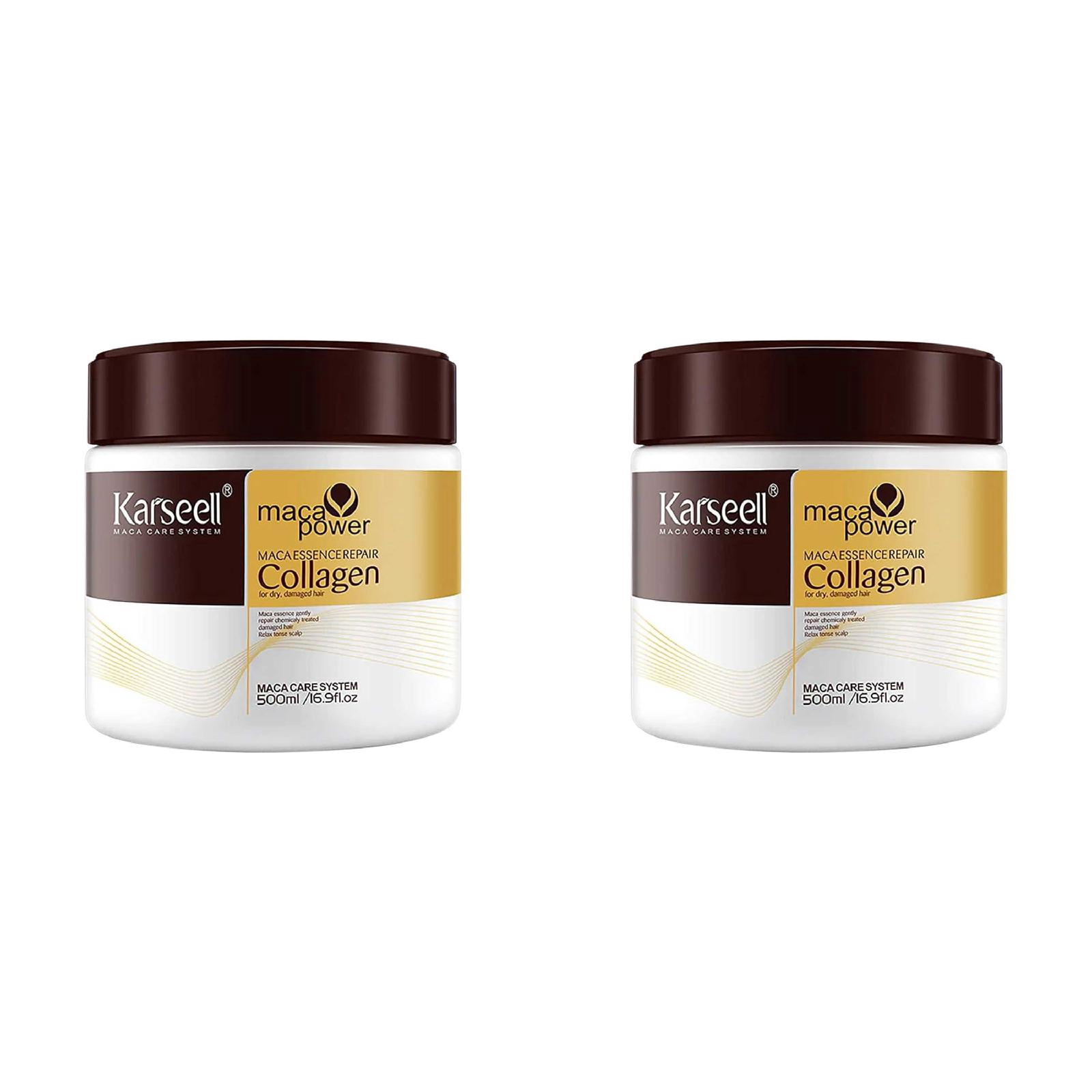 2Packs Karseell Collagen Hair Treatment Deep Repair Conditioning Argan Oil Collagen Hair Mask Essence for Dry Damaged Hair All Hair Types 16.90 oz 500ml