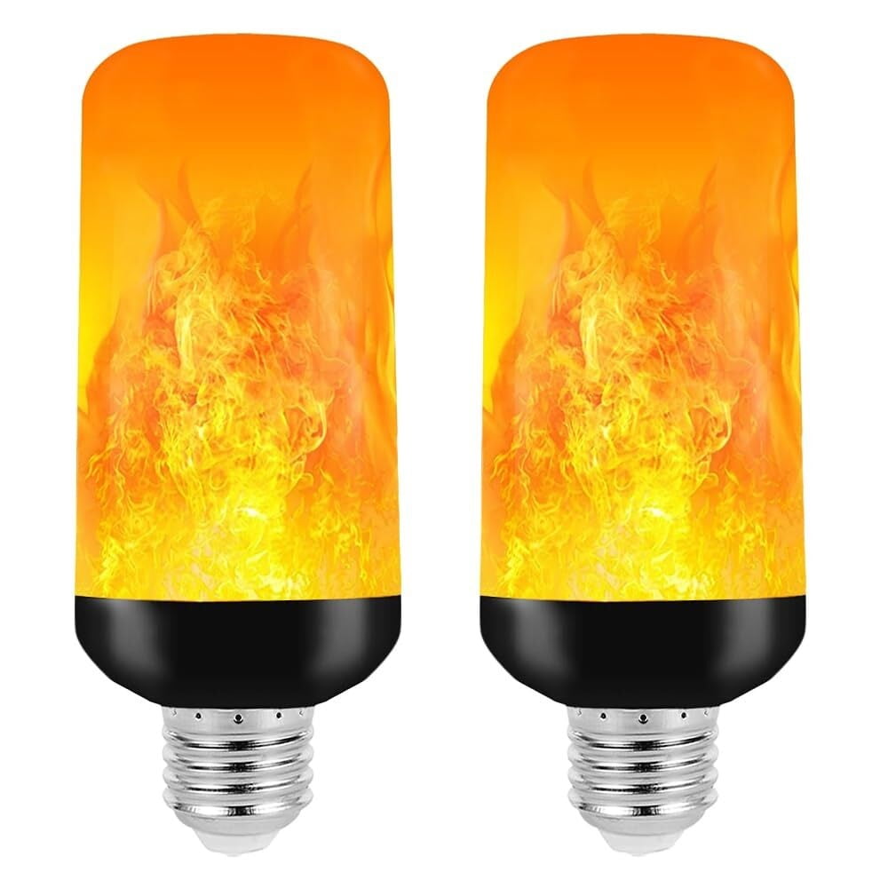 2Packs LED Flame Light Bulbs,E26 Socket,4 Modes Flickering Light  Bulbs,Gravity Convertion for Upside Down,120V,Fake fire for Halloween  Christmas Party ..., image size:1000x1000