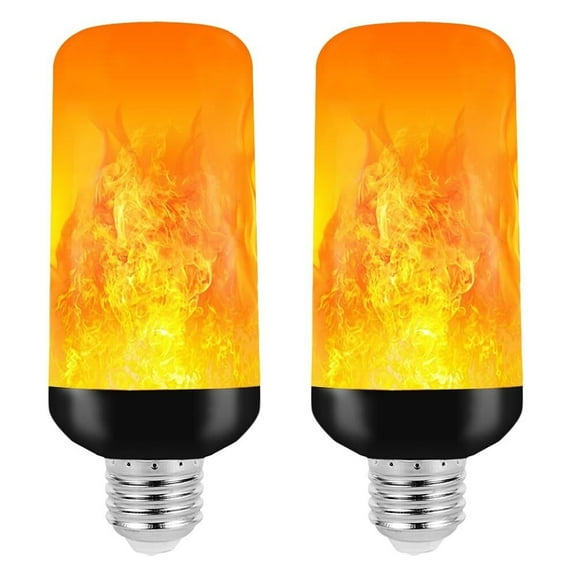 2Packs LED Flame Light Bulbs,E26 Socket,4 Modes Flickering Light Bulbs,Gravity Convertion for Upside Down,120V,Fake fire for Halloween Christmas Party Patio Porch Home Decorations