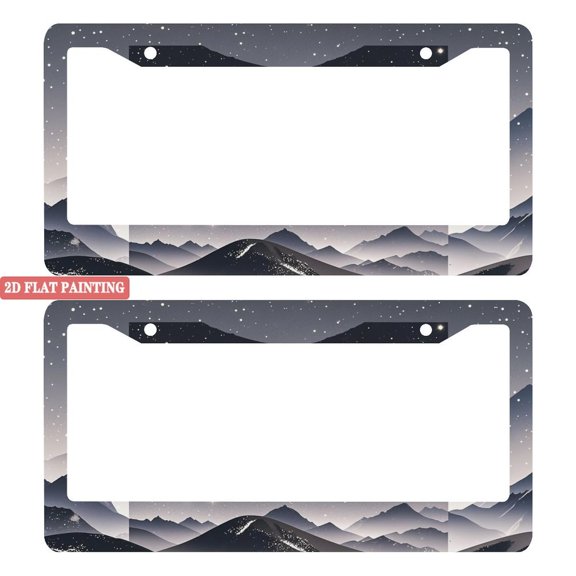 2Packs License Plate Frames with Starry Sky & Mountain License Pattern Design Includes Screws & Caps Full Accessories Included Size 6. 3x12. 2inch(16x31cm)
