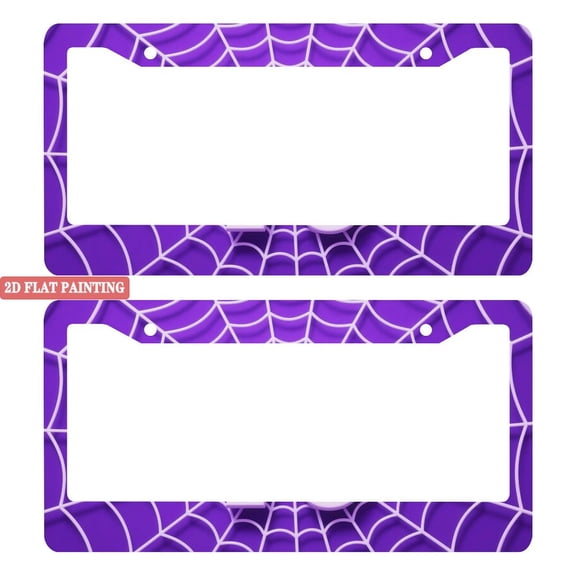 2Packs License Plate Frames with Vibrant Purple Spider Web Pattern Design Includes Screws & Caps Full Accessories Included Size 6. 3x12. 2inch(16x31cm)