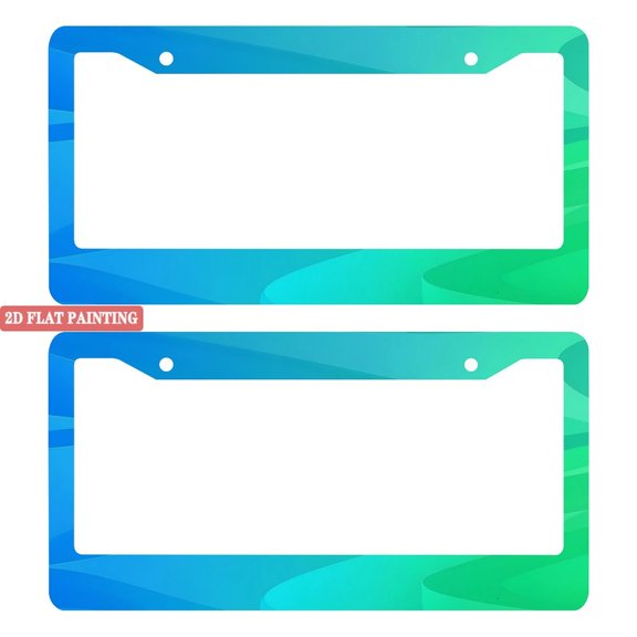 2Packs License Plate Frames with Blue to Green Gradient Abstract Pattern Includes Screws & Caps Full Accessories Included Size 6.3x12.2inch(16x31cm)