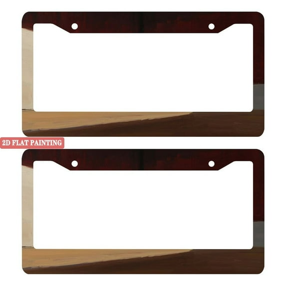 2Packs License Plate Frames with Brown Abstract Color Block Pattern Includes Screws & Caps Full Accessories Included Size 6.3x12.2inch(16x31cm)