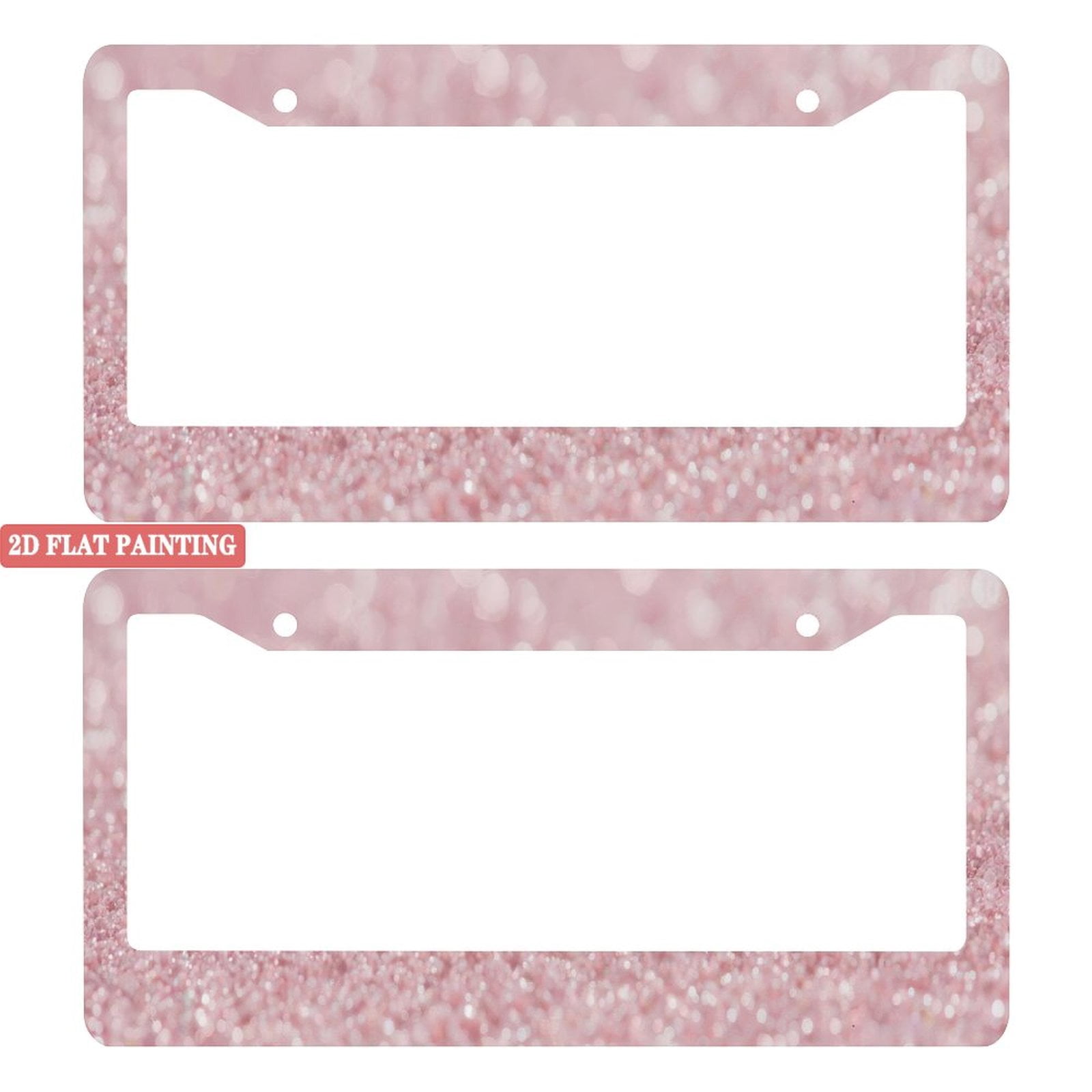 Pink License Frame 2Packs License Plate Frames with Pink Glitter Sparkle Pattern Includes ...