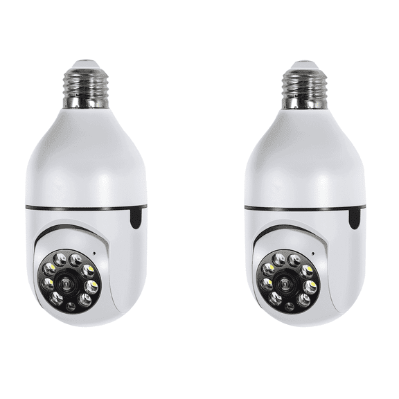 2Packs Light Bulb Security Camera, 2.4GHz WiFi 360 Light Socket Camera for Outdoor, Wireless WiFi Home IP Camera with Motion Tracking Alarm, Color Night Vision,Two-Way Talk