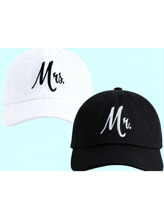2Packs Matching Mr. & Mrs. Baseball Caps, Bridal Gift, Newlywed Honeymoon Wedding Gift