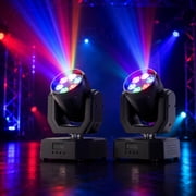 2Packs Moving Head Light 5-in-1 Color Mixing RGBW Effect with Multiple Control Options DMX,Perfect for Concerts, Nightclubs & Mobile DJ Setups