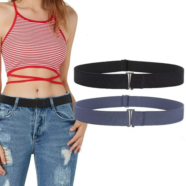 2Packs No Show Women Stretch Invisible Elastic  Strap Belt Flat