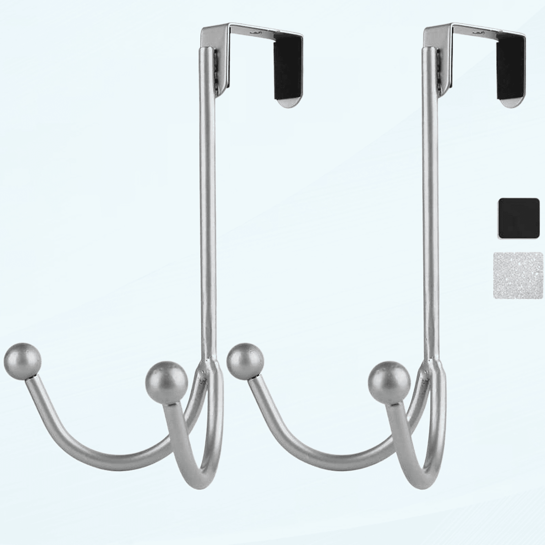 Silver Over the Door Double Metal Hanger Hooks