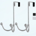 thumbnail image 1 of 2Packs Over The Door Double Hanger Hooks, Metal Twin Hooks Organizer for Hanging Coats, Hats, Robes, Towels- Silver, 1 of 5
