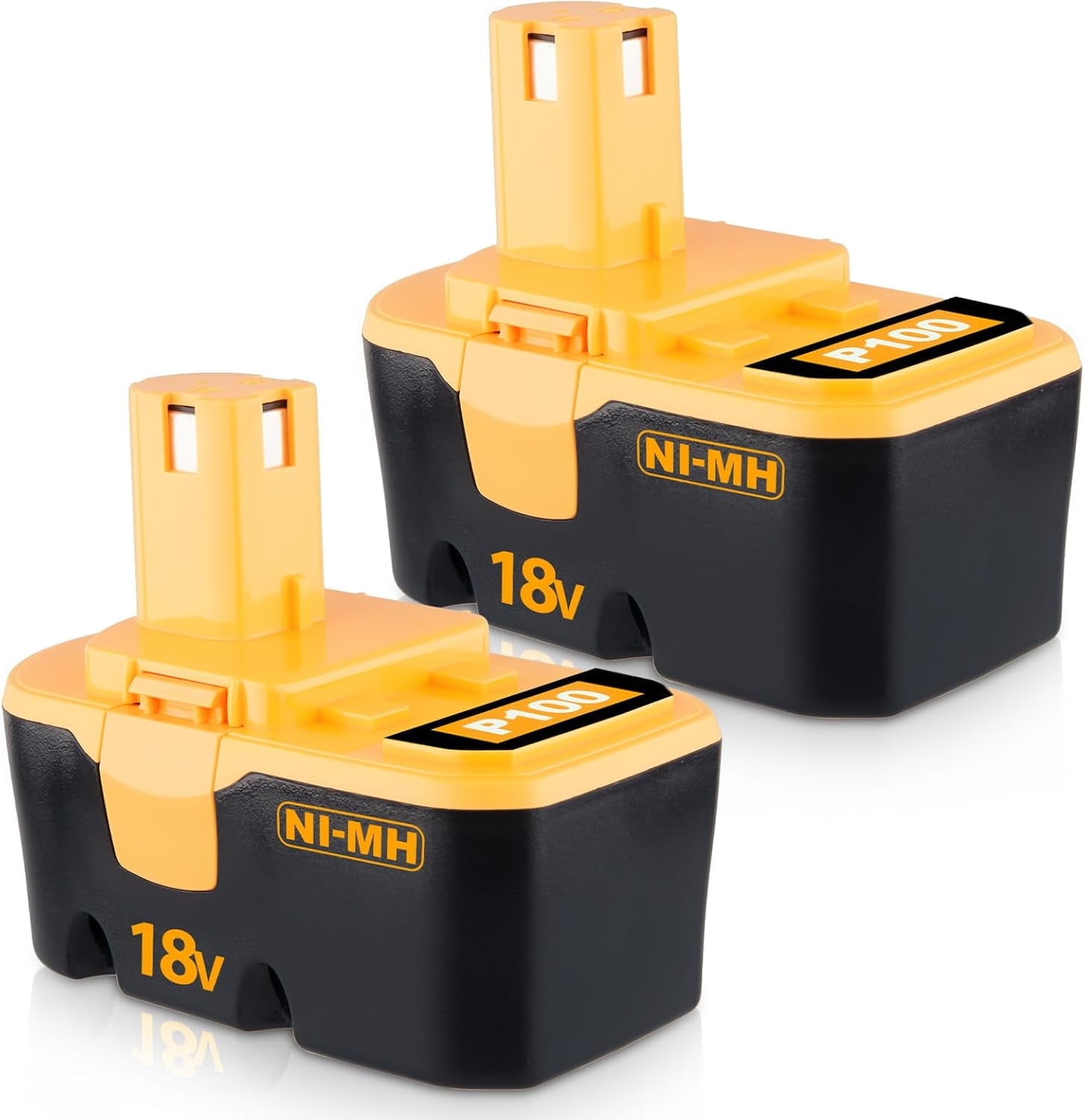 2Packs P100 18V 4.8Ah Ni-Mh Battery Replacement for Ryobi 18V Battery P100 P101 ABP1801 ABP1803 Compatible with Ryobi Cordless Power Tools
