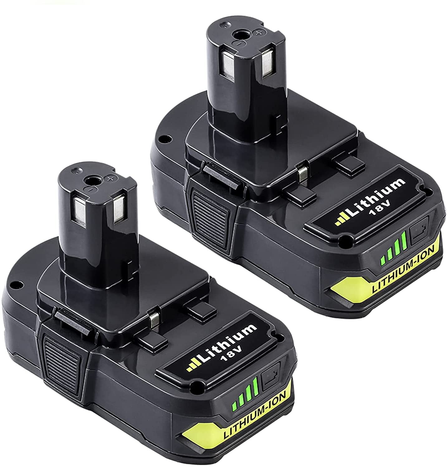 2-Pack Ryobi 18V Battery Replacement - Compatible with Ryobi P100, P501,  P300, P3200, P230, P700, P600, P530, P510, P250, P221, P521, P200, P240