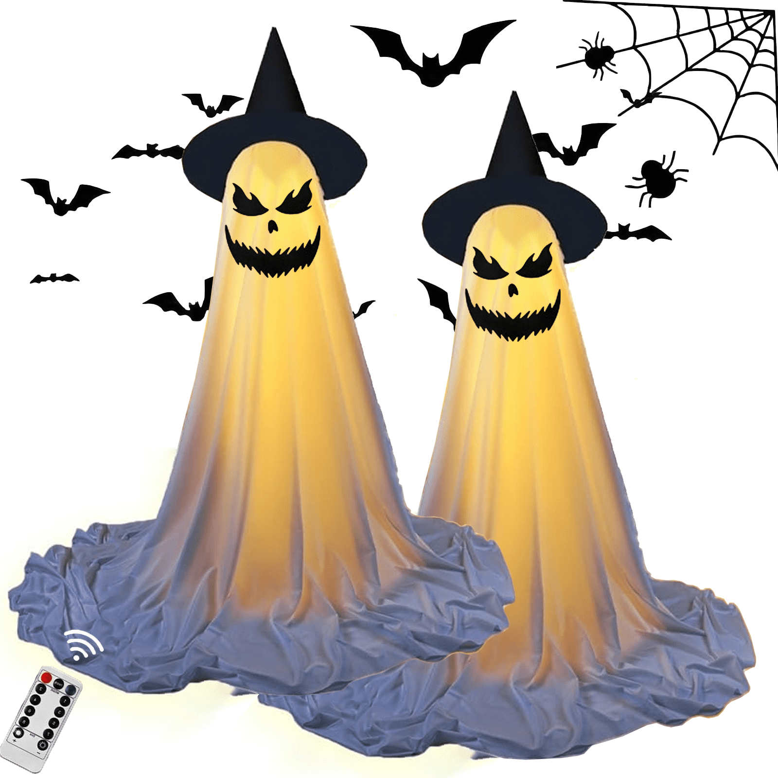 2Packs Sparkling Spooky Ghost Halloween Decorations,Light up Ghost ...
