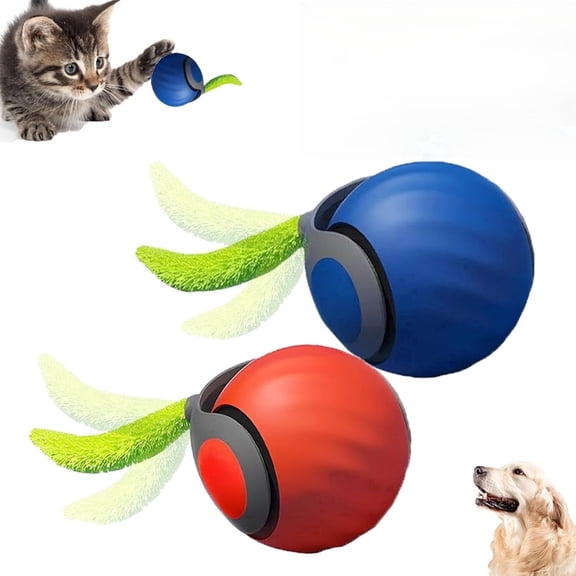 2Packs Speedy Tail Cat Toys for Bored Indoor Adult Cats New Generation Interactive Cat Toys for Indoor Cats,Automatic Moving Ball with Tail,Blue and Orange