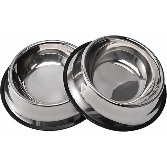 2Packs Stainless Steel Dog Bowl with Anti-Skid Rubber Base for Small/Medium/Large Pet, Perfect Dish, Pets Feeder Bowl and Water Bowl Perfect Choice for Dog Puppy Cat and Kitten (26oz)