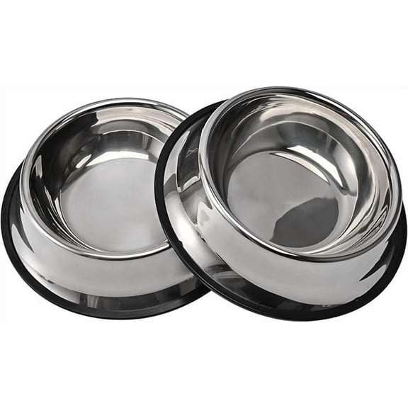 2Packs Stainless Steel Dog Bowl with Anti-Skid Rubber Base for Small/Medium/Large Pet, Perfect Dish, Pets Feeder and Water Choice Puppy Cat Kitten (8oz)