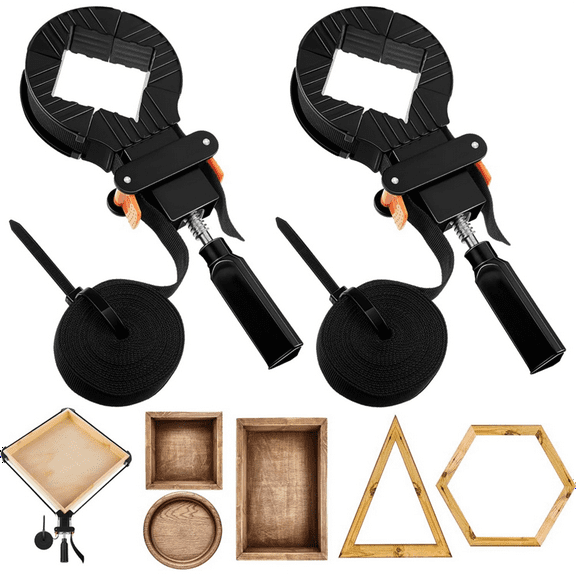 2Packs Strap Clamp for Woodworking, Quick Release Band , Belt , Adjustable Picture Frame Clamp Tool