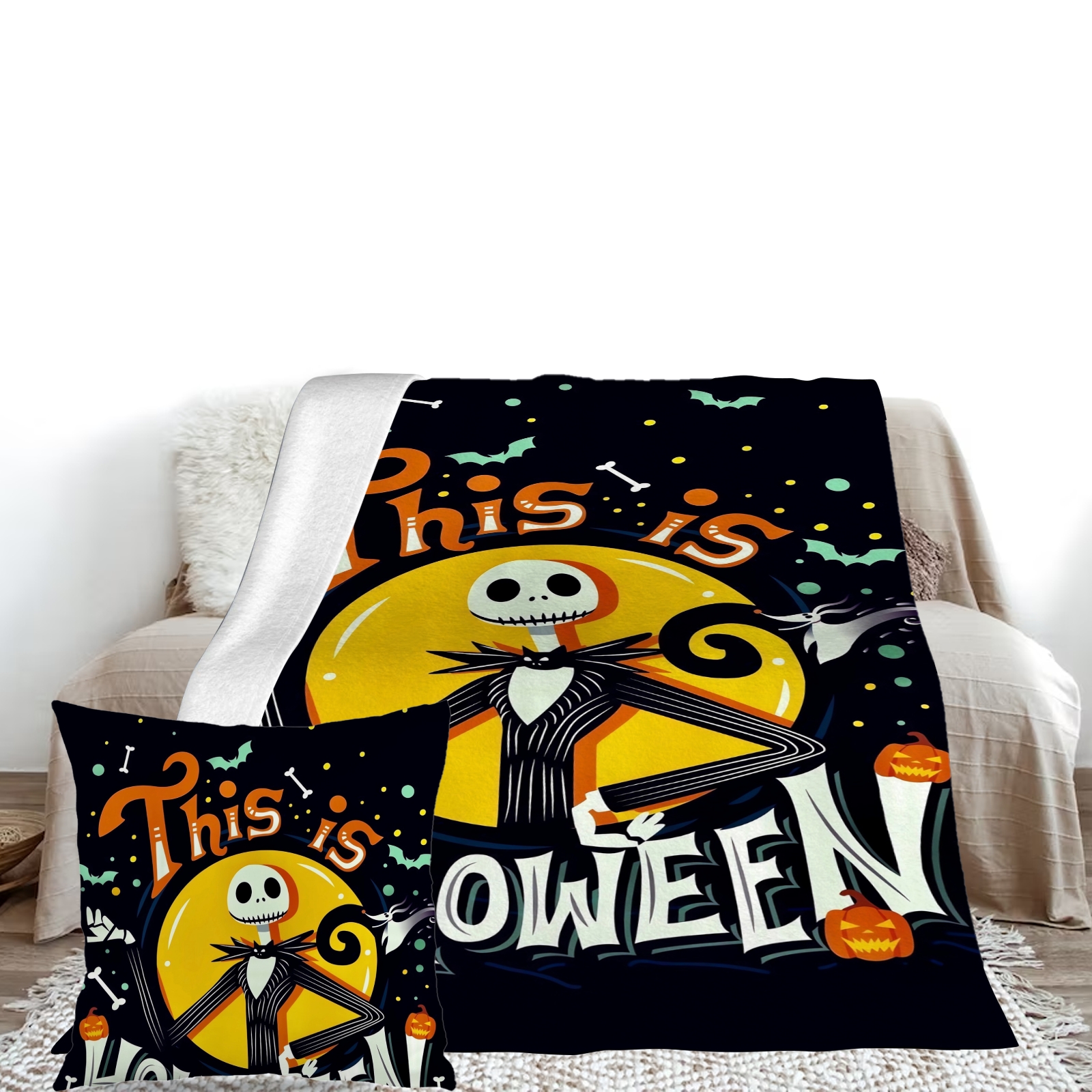 2Packs The Nightmare Before Christmas blanket with Pillow Case Thick