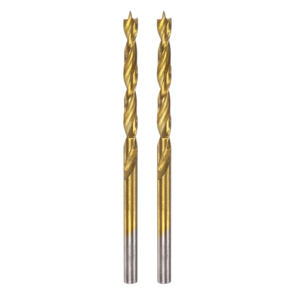 2Packs Uxcell Brad Point Drill Bit Set 3.5mm(9/64") Dia HSS4241 Twist Drill Golden
