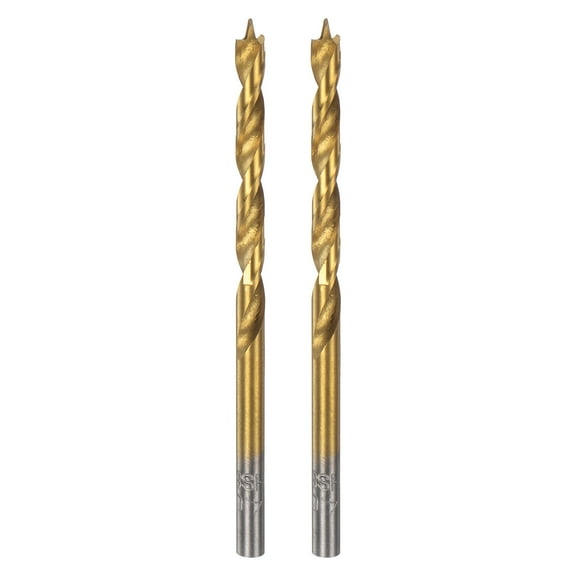 2Packs Uxcell Brad Point Drill Bit Set 4mm(5/32") Dia HSS4241 Twist Drill Golden