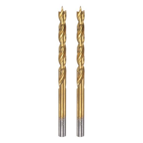 2Packs Uxcell Brad Point Drill Bit Set 5mm(13/64") Dia HSS4241 Twist Drill Golden