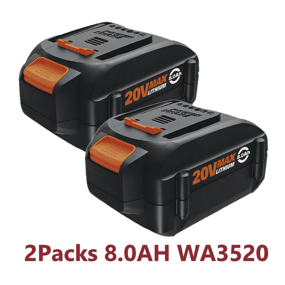 2Packs WA3520 8.0Ah for Worx 20V Battery WA3578 WA3525 WA3520 WA3575 WG151s Power Tools