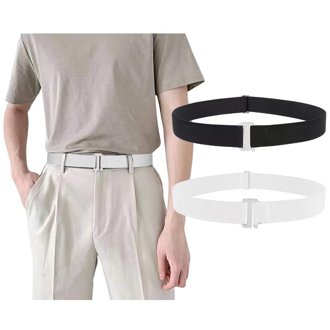 2Packs Women Invisible Elastic  Strap Belt, Buckleless Stretch Belts